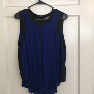 Blue/black sleeveless blouse